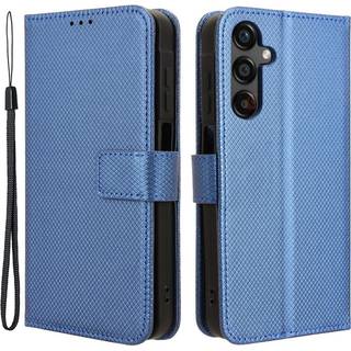 Samsung Galaxy A25 (5G) Læder Flip Cover m. Strop & Tekstur - Blå