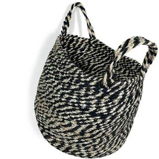 Aufbewahrungstasche Seegras Aufbewahrungskorb Boho Hängekorb Schwarz Weiß 18 cm