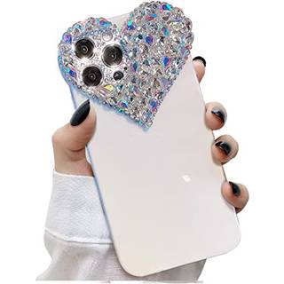 Enytdmo s?de iPhone 12 Pro Case 3D Glitter Pretty Sparkle Rhinestone Diamond Cute ?stetiske hjerte Gems Bling Case Soft Bumper Case Cose for Wome