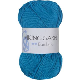 Viking Bambino 424 Himmelblå Indhold: 50% Bambus, 50% bomuld Vægt/længde: 50 g = ca. 176 meter Anbefalet pind:3 mm Anbefalet hæklenål:2.5 mm Strikkefasthed: 10 cm = 28 m Vask:40°C / Tørres fladt.
