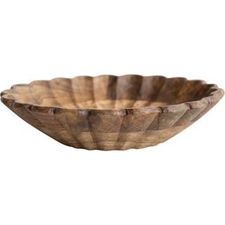 Kreativ co-op Boho udskåret træ-scalloped Edge Natural Decorative Bowl