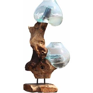 2 vanddråber i glas med træfod h100 cm - 4501053