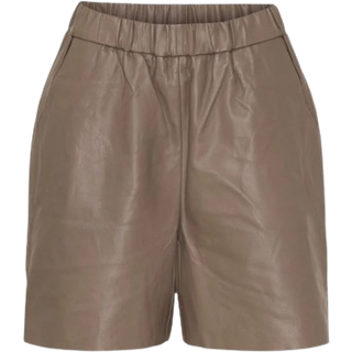 NOTYZ - Leather Shorts GRÅBRUN