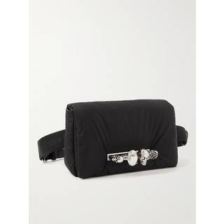 McQueen - The Knuckle Embellished Leather-Trimmed Shell Messenger Bag - Men - Black