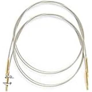 Lantern Moon 2 Swivel Kabler - Nylonbelagt Rustfrit Stål (40-150 cm) Indhold: 2 swivel kabler, 2 stoppere i træ og 1 strammenøgle Materiale: Nylonbelagt rustfrit stål og overgange i 24K belagt messing Kort om produktet: Swivel-teknologi tillader 360 graders rotation, så de ikke snor eller vikler sig under strikningen. Kablerne er kompatible med alle Lantern Moon udskiftbare rundpinde.