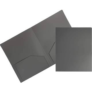 Jam Paper Heavy Duty Plastic 2 Pocket Ekstra h?rde skolemapper - Gr? - 6/pakke