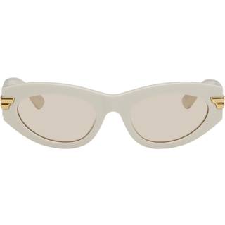 Bottega Veneta Kvinde BV1189S 007 Solbriller Acetat Hvid Brun Cat Eye