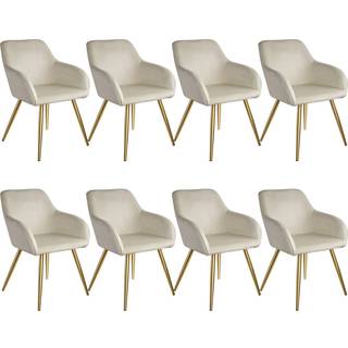 Stol Marilyn velour, guld - creme/guld,Sæt med 8 stk.