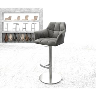 Barstuhl Yulo-Flex Vintage Grau Drehfuß höhenverstellbar Edelstahl - Grau, Silber