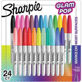 Sharpie Glam Pop Permanente Markers | Fin spids for fede detaljer | Assorterede livlige farver | 24 markerpenne