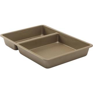 Goodcook 9 x 13 Nonstick Divided Oblong Pan-2-i-1 tekstureret kogepande bageplade Scratch-resistent kulstofst?l ovn til m?ltid pr?pping & ark pan