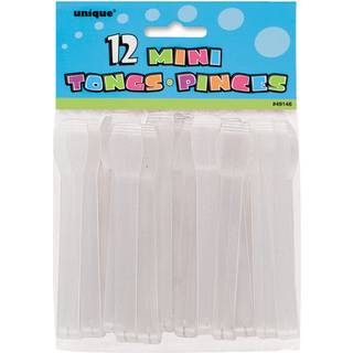 Mini Clear Plastic Tongs - 5,5 """" X 10 """" (12 Count) - Robust & genanvendelig - Perfekt til fester Catering & Food Services