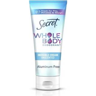 Secret hele kroppen Deodorantcreme til kvinder Uscenteret aluminiumsfri deodorantcreme 72 HR lugtbeskyttelse 3.0 oz
