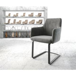 Freischwinger Greg-Flex Samt Grau Freischwinger flach Schwarz Taschenfederkern - Grau, Schwarz