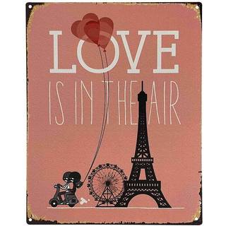 Blechschild Love is in the Air Eiffelturm Paris Nostalgie Dekoschild Vintage