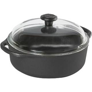 Skeppshult Bräter rund 24 cm / 3 L - Gusseisen mit Glasdeckel - Schwarz