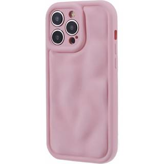 iPhone 15 Pro Fleksibelt Plastik Bagside Cover m. Bølget Udseende - Mat Pink