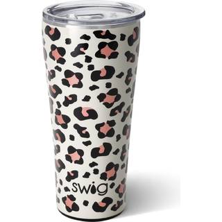 Swig Life 32oz Isoleret tumbler Rejser kaffetumbler med l?g kopholder Venlig rejsekaffe krus rustfrit st?l termos med l?g (luxy leopard)