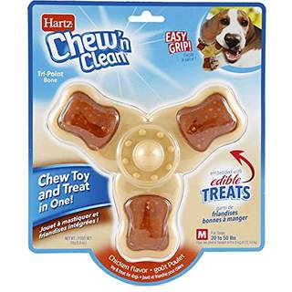 Hartz tyg et rent tyggeleget?j og behandler i en kylling aromatiseret tri-point hund leget?jsmedium