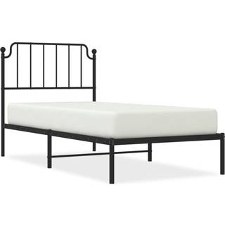 sengeramme med sengegavl 90x200 cm metal sort