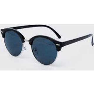Mens Black Retro Round Sunglasses