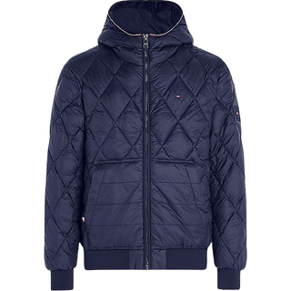 Tommy Hilfigertil mænd. MW0MW32766 Varm vatteret jakke navy (M), Casual, Lange ærmer, Bæredygtig, Genanvendt nylon, Blå