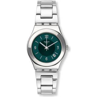 Swatch Middlesteel Irony Quartz Green Dial Stainless Steel Bracelet Ladies Watch YLS468G