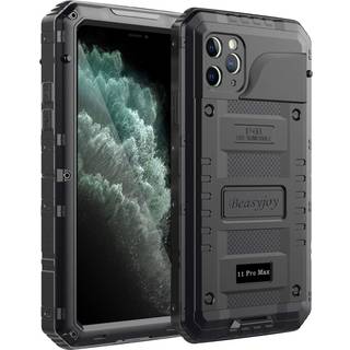 Beasyjoy iPhone 11 pro max case vandt?t metal case tung indbygget sk?rm fuld krop beskyttende st?dbestandig milit?r kvalitet sort