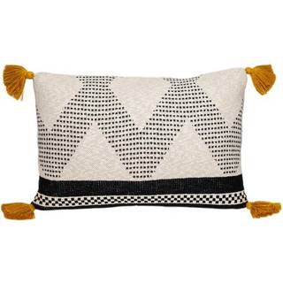 Beige og sort strik kast pude