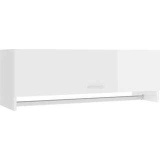 garderobeskab 100x32,5x35 cm konstrueret træ hvid højglans