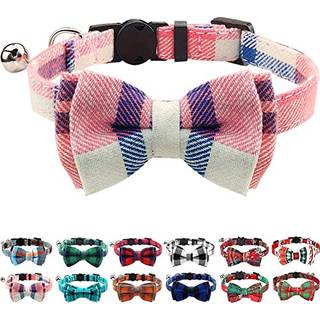 Joytale opgraderet kattehalsb?nd med klokker Breakaway kattehalsb?nd med sl?jfe 1 pakke pige dreng sikkerhedsplaid killing halsb?nd Pink