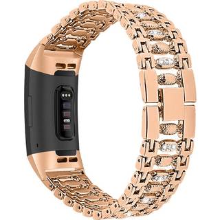 Fitbit Charge 3 Rhinsten Slik rustfrit stål Urrem - Rødguld