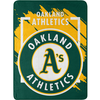 Northwest Oakland Athletics Blanket 46x60 Micro Raschel Dimensional Design Rolled