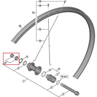 Shimano låsemøtrik og kunus med støvdæksel venstre til nav model WH-RS170-CL-R12