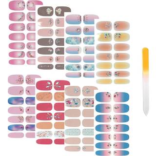 Siusio 112pcs 8 ark Fuld negleindpakning Stick p? gel neglelak strimler klisterm?rker elegant gradient glitter negl kl?bende diy neglekunst klist