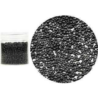Bala & Fillic uigennemsigtig sort farve 4 mm glasfr?perler omkring 1400 stk/110 gram i kasse 6/0 glas h?ndv?rksfr?perler til smykkerfremstilling