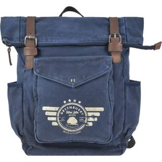 Rucksack Herren Damen Canvas blau 37x41cm Aviator Blue Edition, für Damen und Herren, im Retro Look, mit Notebookfach