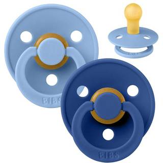 BIBS Rund Colour Sut - 2-Pak - Str. 1 - Naturgummi - Sky Blue/Cornflower