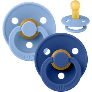 BIBS Rund Colour Sut - 2-Pak - Str. 2 - Naturgummi - Sky Blue/Cornflower