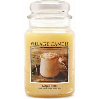 Village Candle Maple Butter - 21,25 oz Stor glas apotekar-krukke duftlys, Vanilje-pandekage-duft - Gul