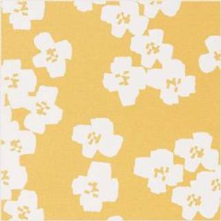Druckstoff Okina Hana Blumen senfgelb-hellgrau 140cm beschichtet - Gelb
