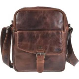 Umhängetasche Leder 24x25cm "Rugged" teak brown 1303-25 | Greenburry.de