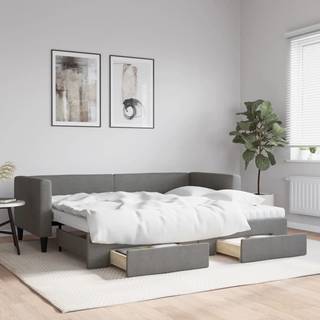 Daybed Stof Mørkegrå - med udtræk og skuffe / 80 x 200 cm