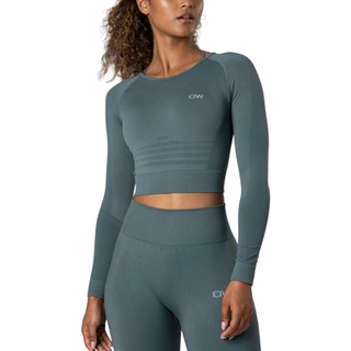 Define Seamless LS Crop Top Jungle Green Wmn