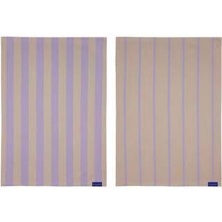 Mette Ditmer Stripes Viskestykke 2-pak 50x70 Cm - Viskestykker Bomuld Sand - STRTEA15