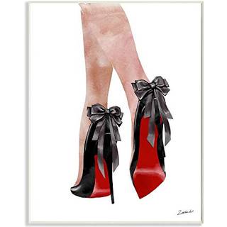 Stupell Industries Fashion Red Bottom Bow High Heels Sko Shopping designet af Ziwei Li Art 10 X 15 Wall Plaque