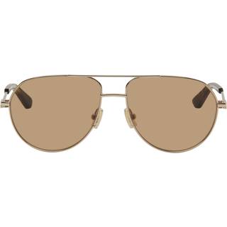 Bottega Veneta Unisex BV1302S 002 Solbriller Metal Guld Brun Pilot