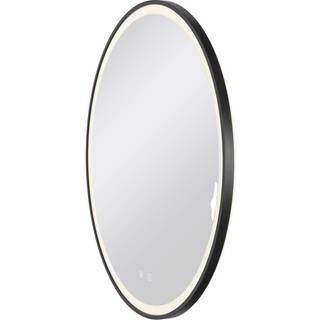SLV Trukko LED-vægspejl IP44 CCT sort Ø 80cm