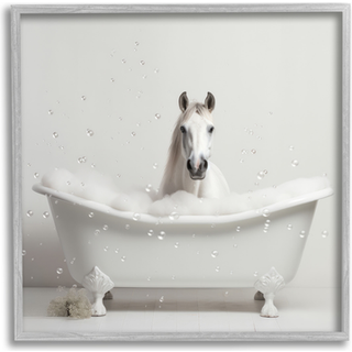 Stupell Industries Horse Bubble Bath Indrammet Giclee-kunst af Lazar Studio