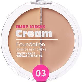 Ruby Kisses 3D Face Creator Cream Foundation & Concealer 12 timer lang varig medium til fuld d?kning Ikke-fedtet ideal til makeup & konturpalet (